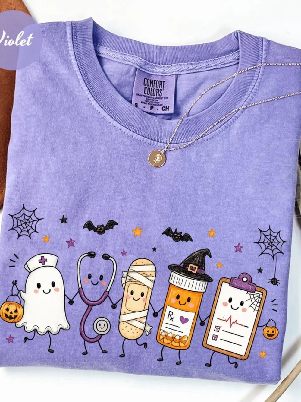 Comfort Colors Violet Halloween Medical Graphic Tee